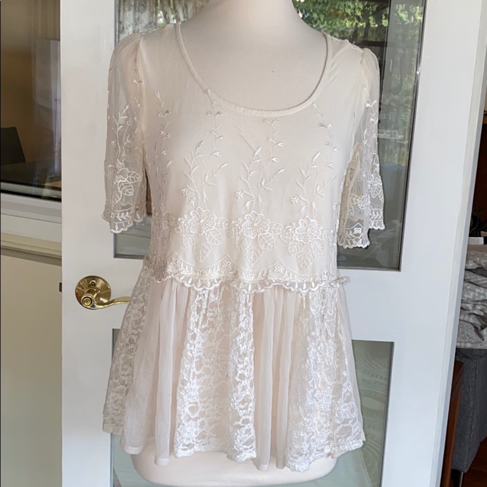 Free People Lace Babydoll Blouse